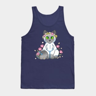 Flower Crown Kitty Tank Top